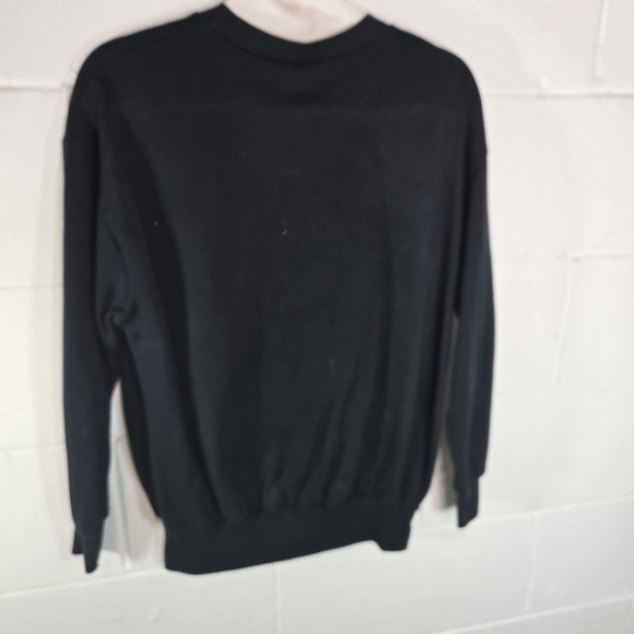 Vtg 80s Nutcracker Christmas tree birds black sweatshirt built in collar - Picture 6 of 11